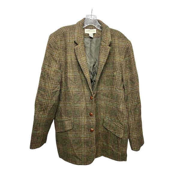 Vintage Orvis Jacket Women’s 18 Brown Blazer Scottish Wool Harris Tweed Made USA